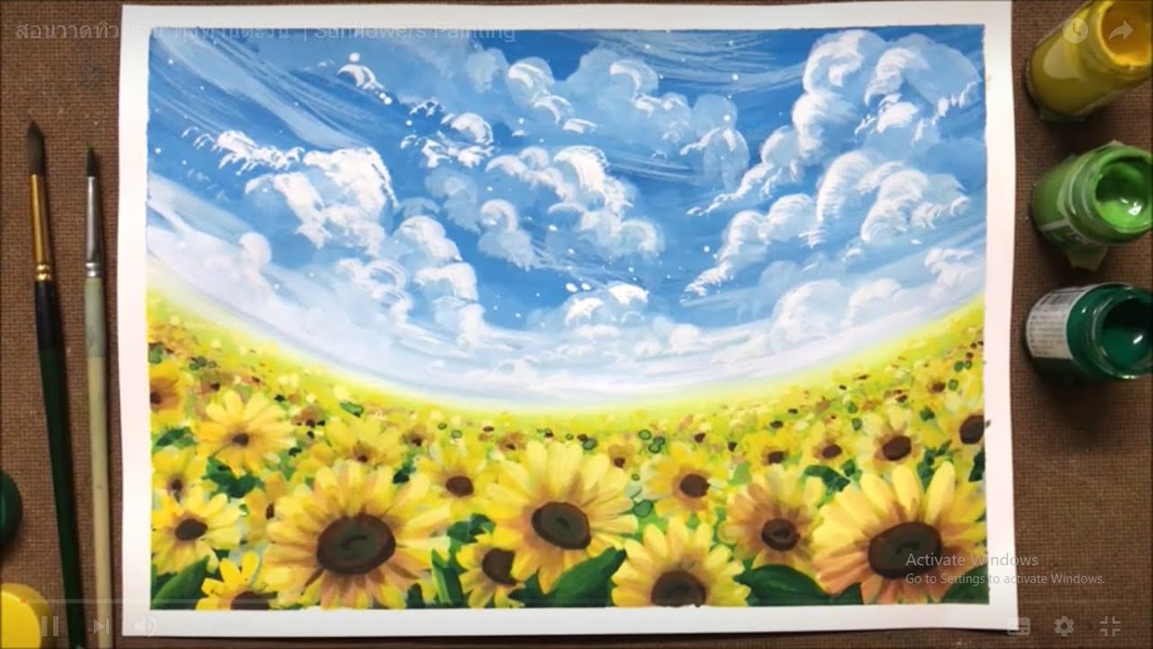 Ep.24 Sunflowers Painting | สอนวาดทิวทัศน์