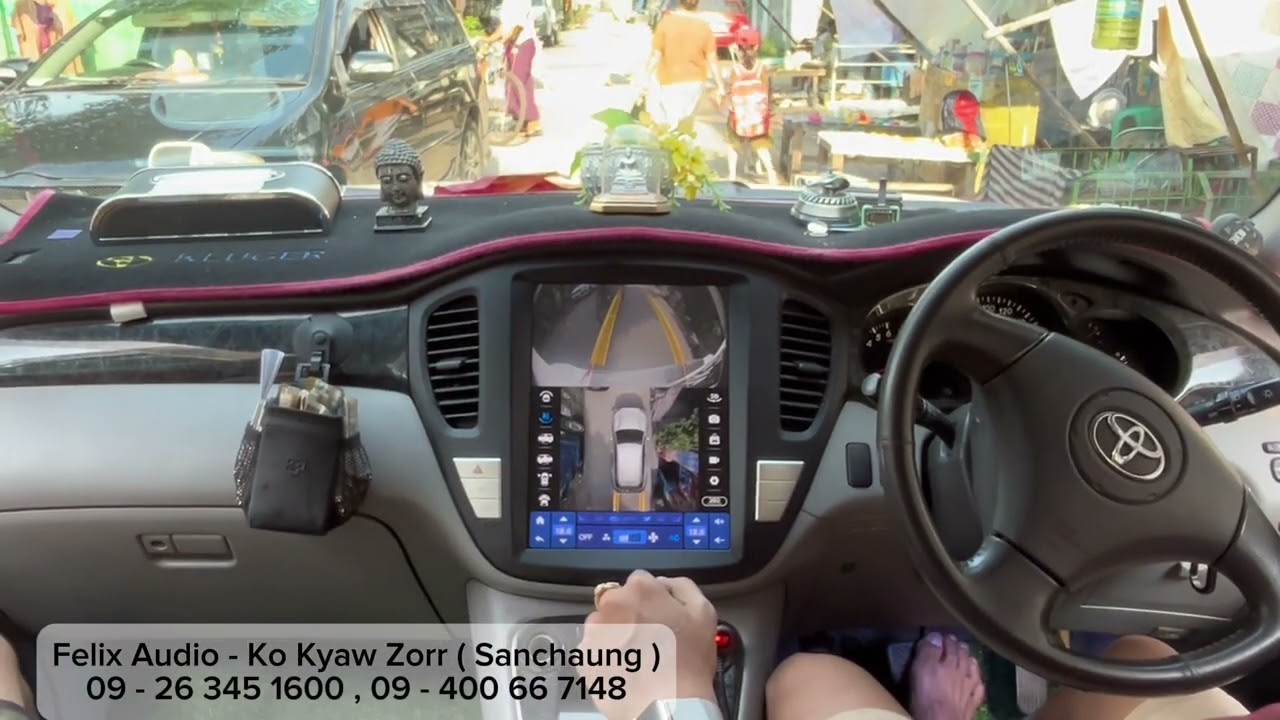 Toyota Kluger Android TV ( Tesla Style ) & 360 Cameras တပ်ဆင်ခြင်း