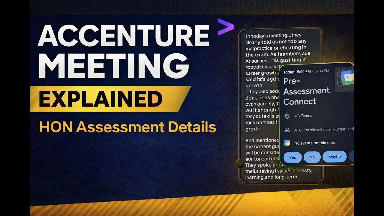 Accenture Pre-Assessment Connect Meeting Explained 🔥 HON Assessment Details | Important Instructions