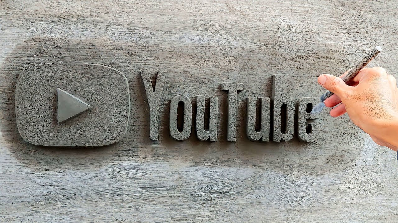 Make 3D embossed Youtube logo with sand cement