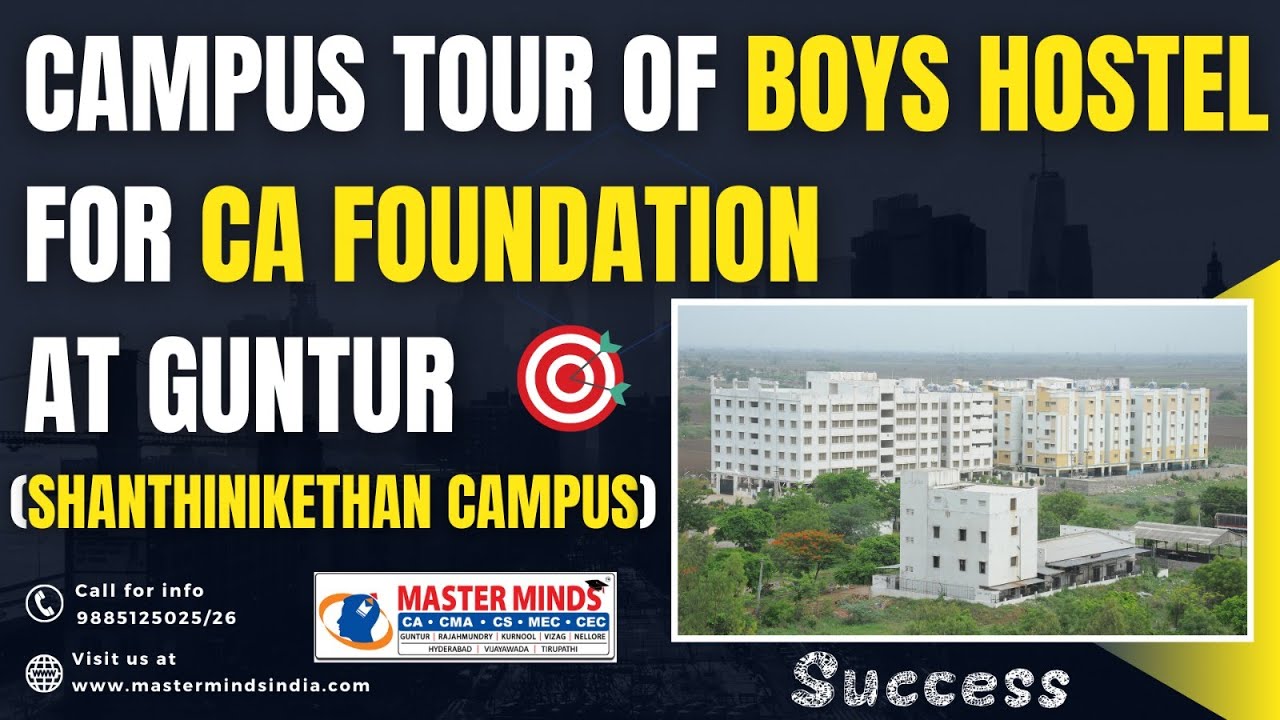 CAMPUS TOUR OF BOYS HOSTEL FOR CA FOUNDATION AT GUNTUR   (SHANTHINIKETHAN CAMPUS)