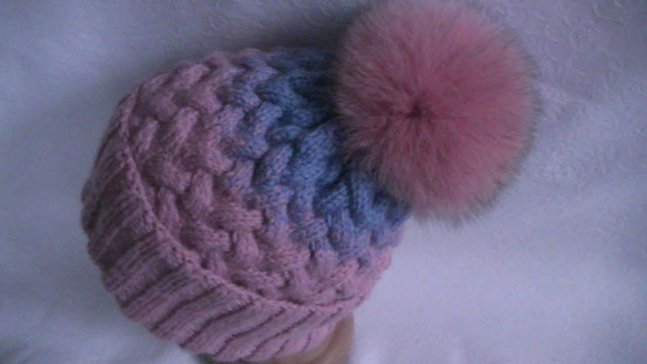 Knitting a gradient hat with a pattern 'a braid of 9 stitches'