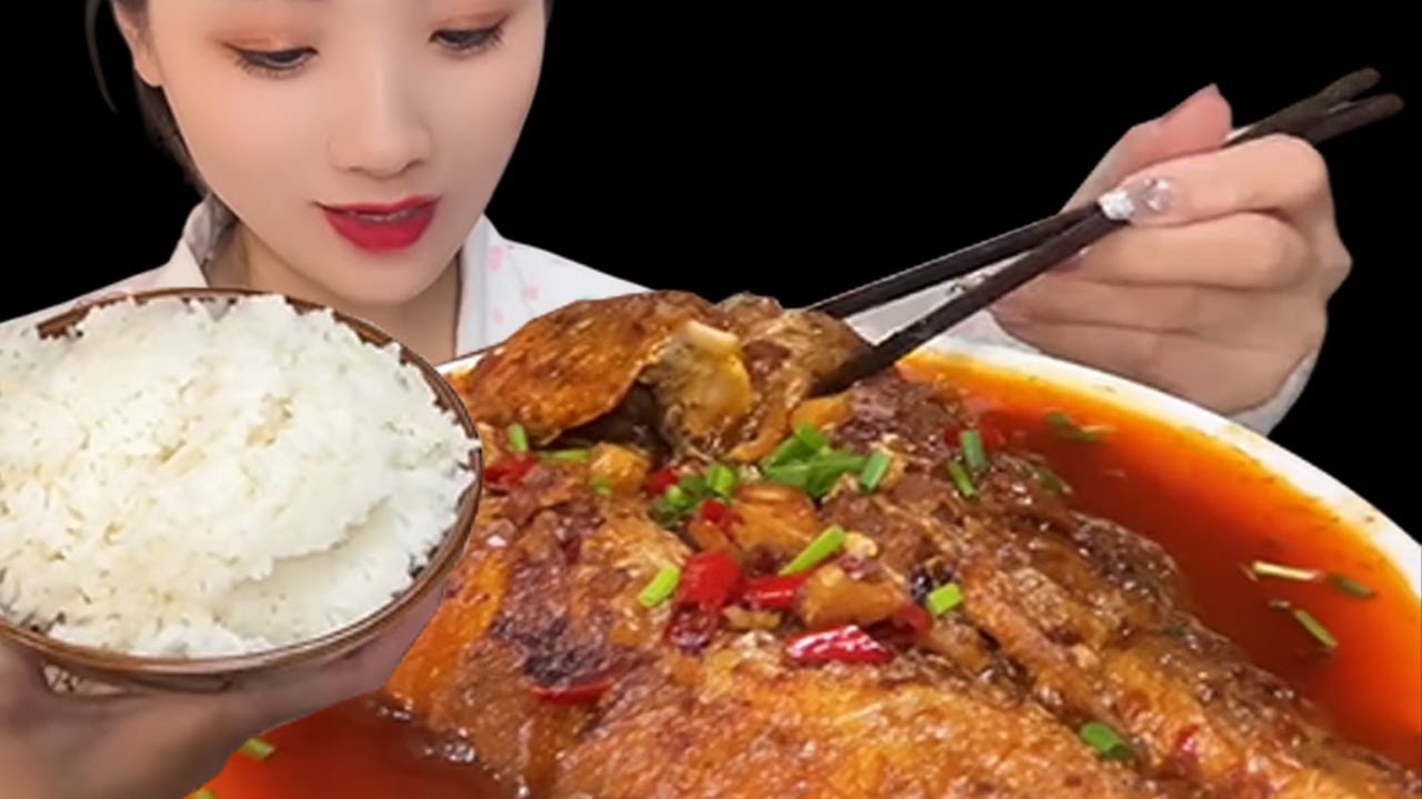 MUKBANG FISH | SPICY FOOD - Eating braised yellow croaker especially with rice
