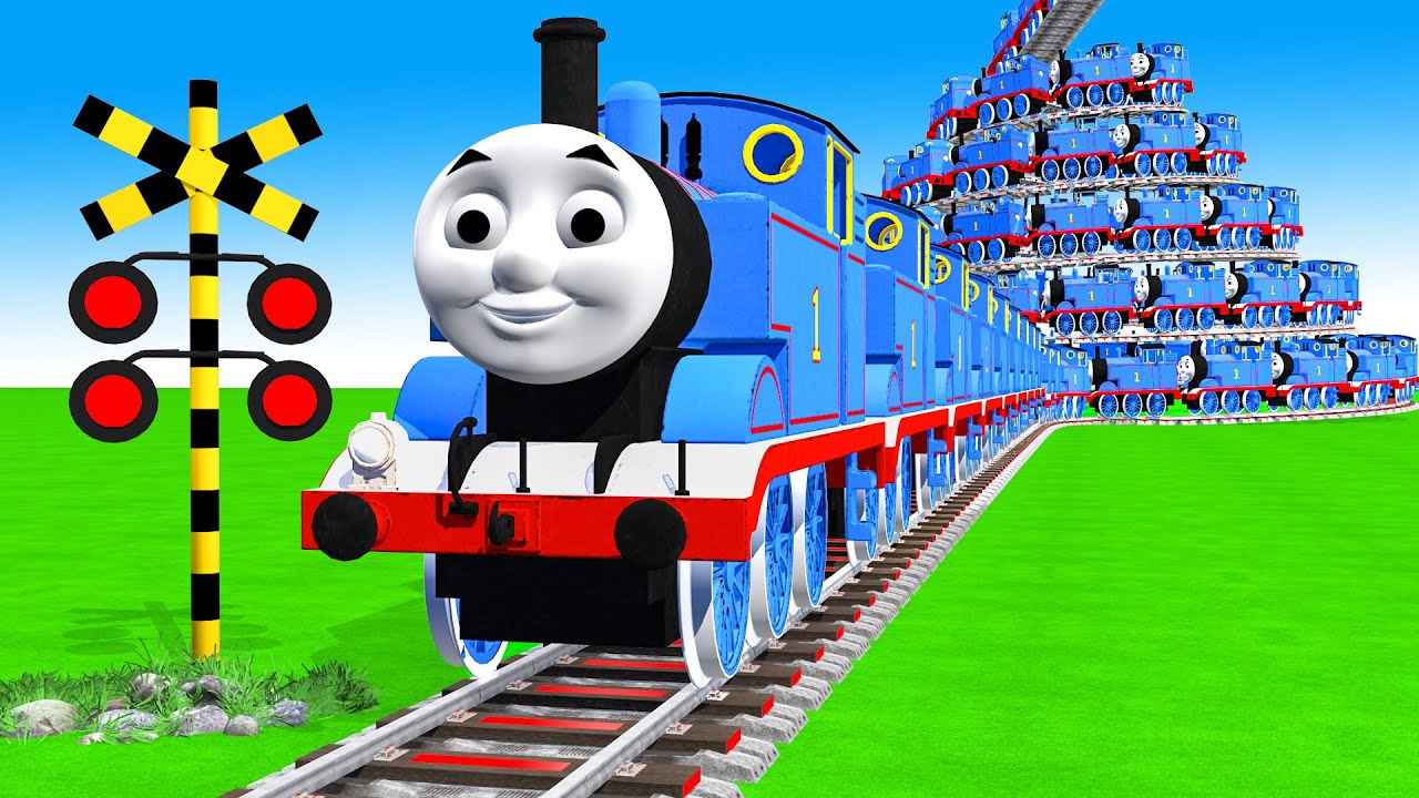 【踏切アニメ】複雑な電車 Trains Thomas Climbing Pynamid🚍 Fumikiri 3D Railroad Crossing Animation #1
