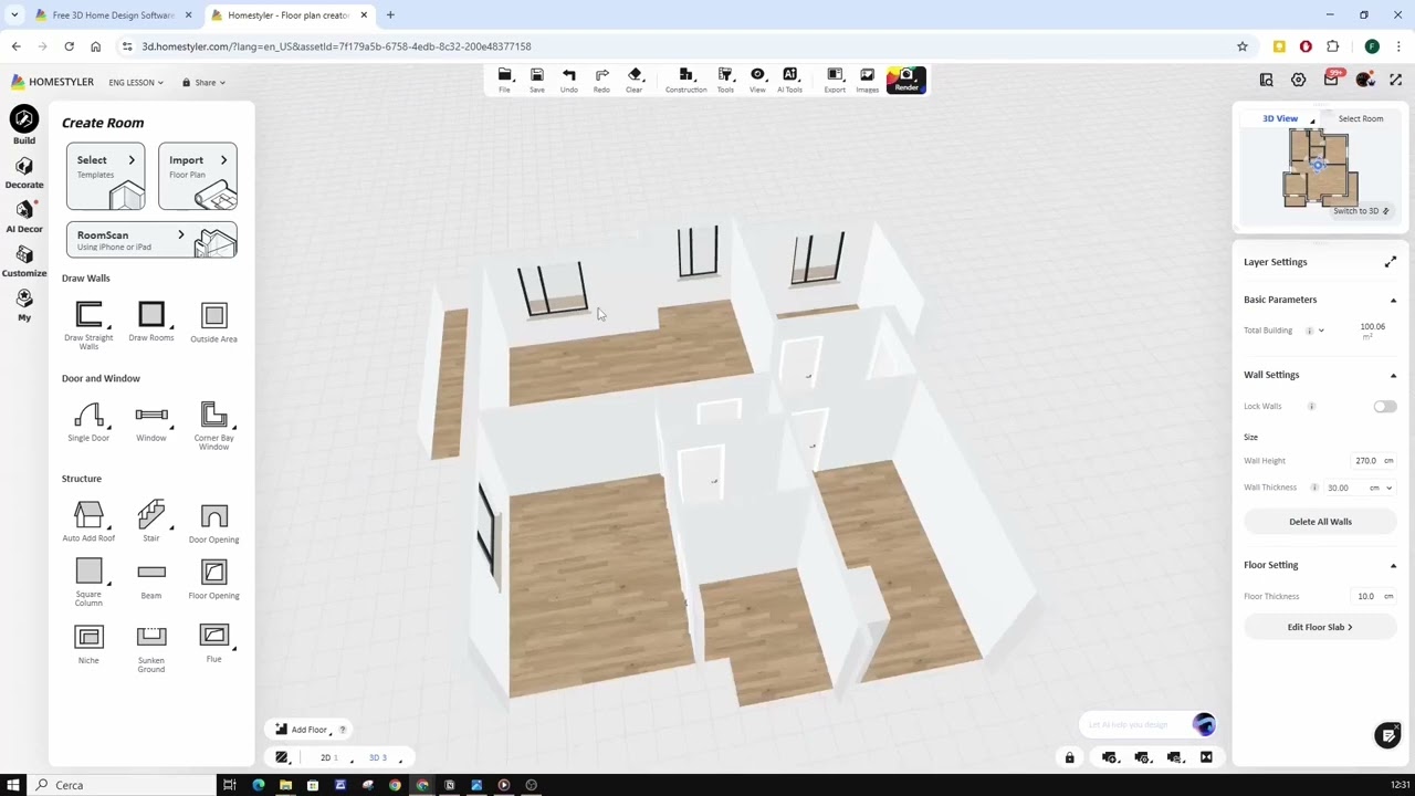 Homestyler tutorial 2 - Doors and Windows