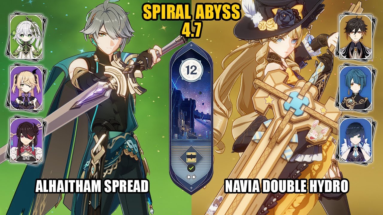 (F2P) Alhaitham Spread & Navia Double Hydro | Spiral Abyss 4.7 - Floor 12 | Genshin Impact