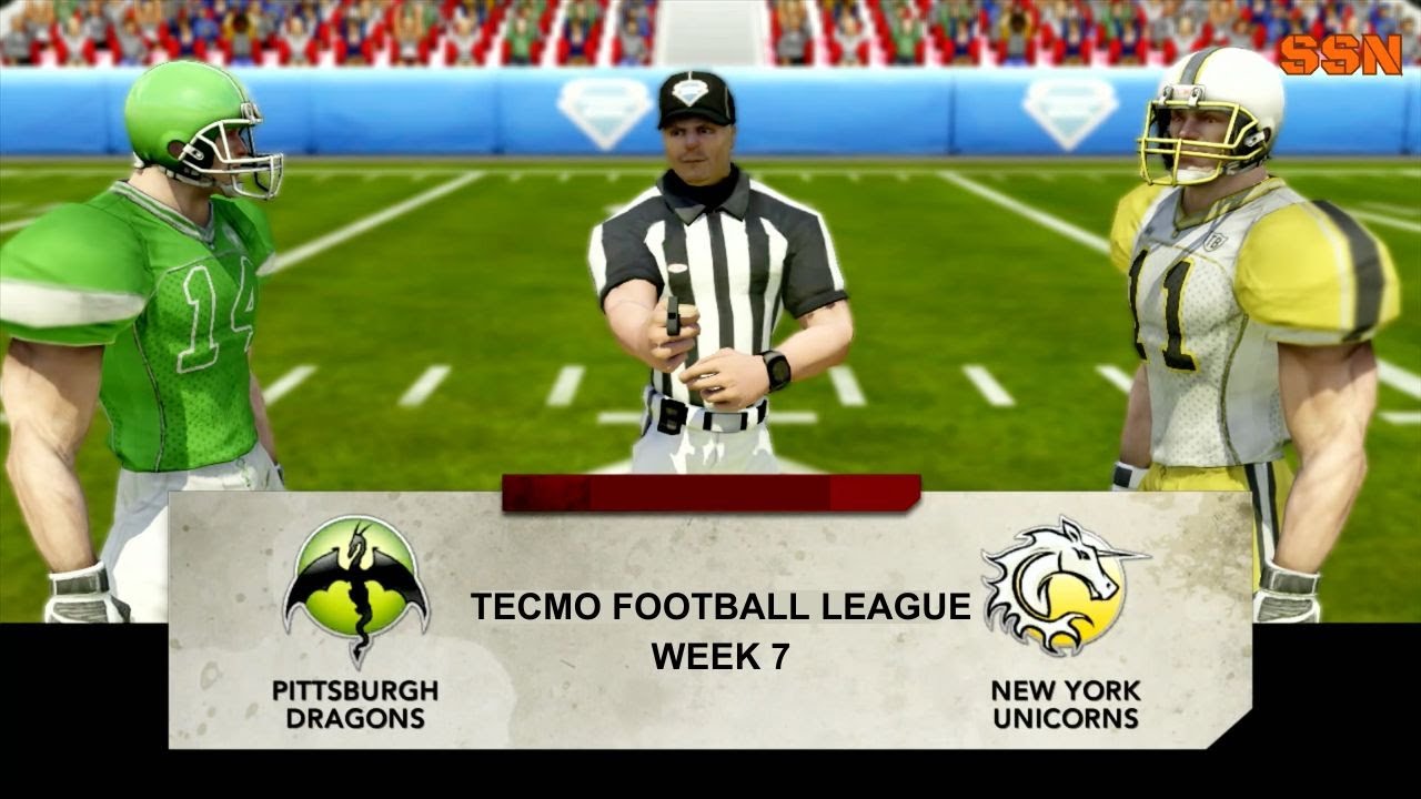 Tecmo Football League Week 7- Pittsburgh Dragons (3-2) vs New York Unicorns (3-3)
