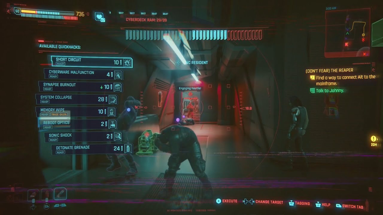 Raiding Arasaka tower with COX-2 Cybersomatic Optimizer netrunner build (very hard)
