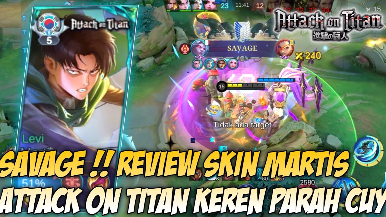 Review Skin Martis ATTACK ON TITAN Revamp Malah SAVAGE!! - Mobile Legends