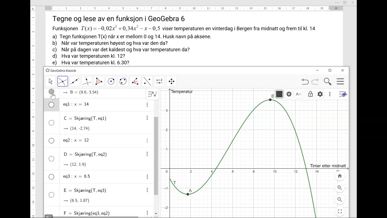 Tegne og lese av en graf i GeoGebra 6