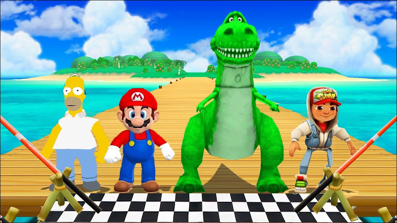Mario Party 9 MiniGames Homer Simpson Vs Mario Vs Rex Vs Jake (Master Difficulty)