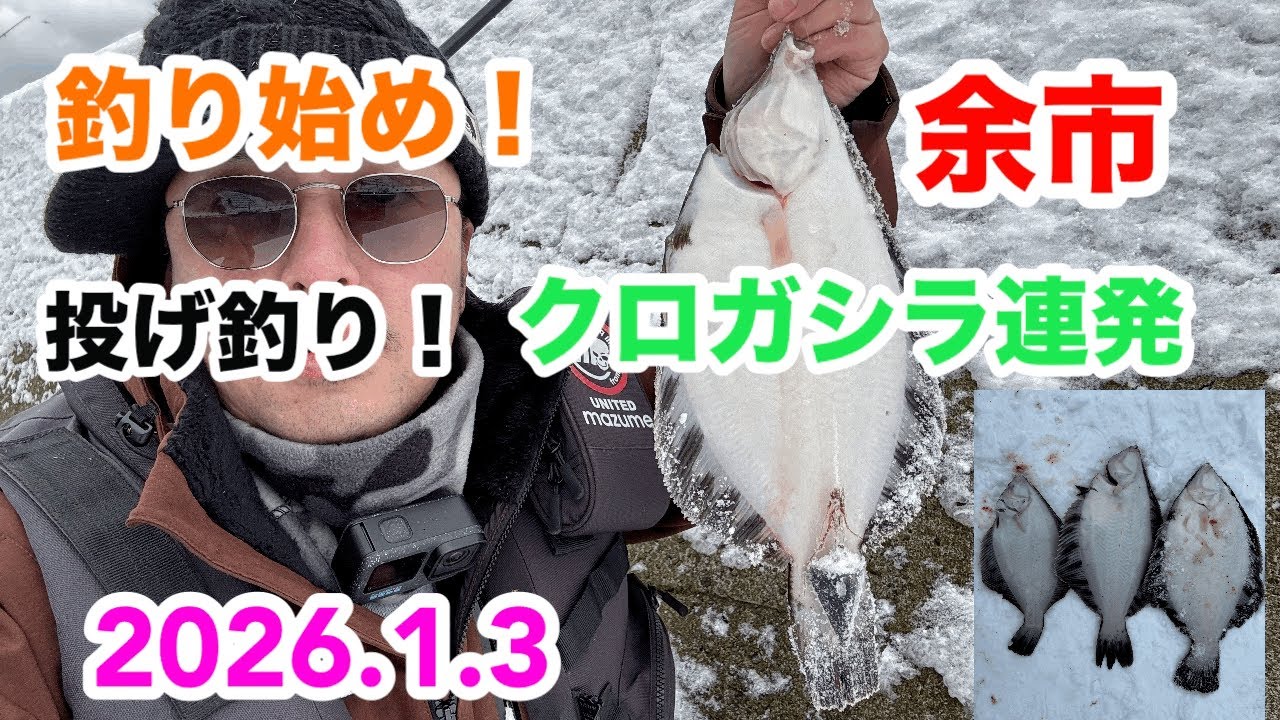 2026.1.3    釣り始め❗️投げ釣り❗️クロガシラ連発❗️余市❗️#釣りキチチュン太 #北海道投げ釣り#カレイ投げ釣り#余市釣り#ホッケ釣り
