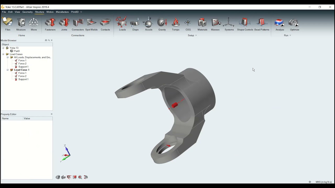 Static Structural Analysis of a Baja Student Car Single Yoke with Altair Inspire