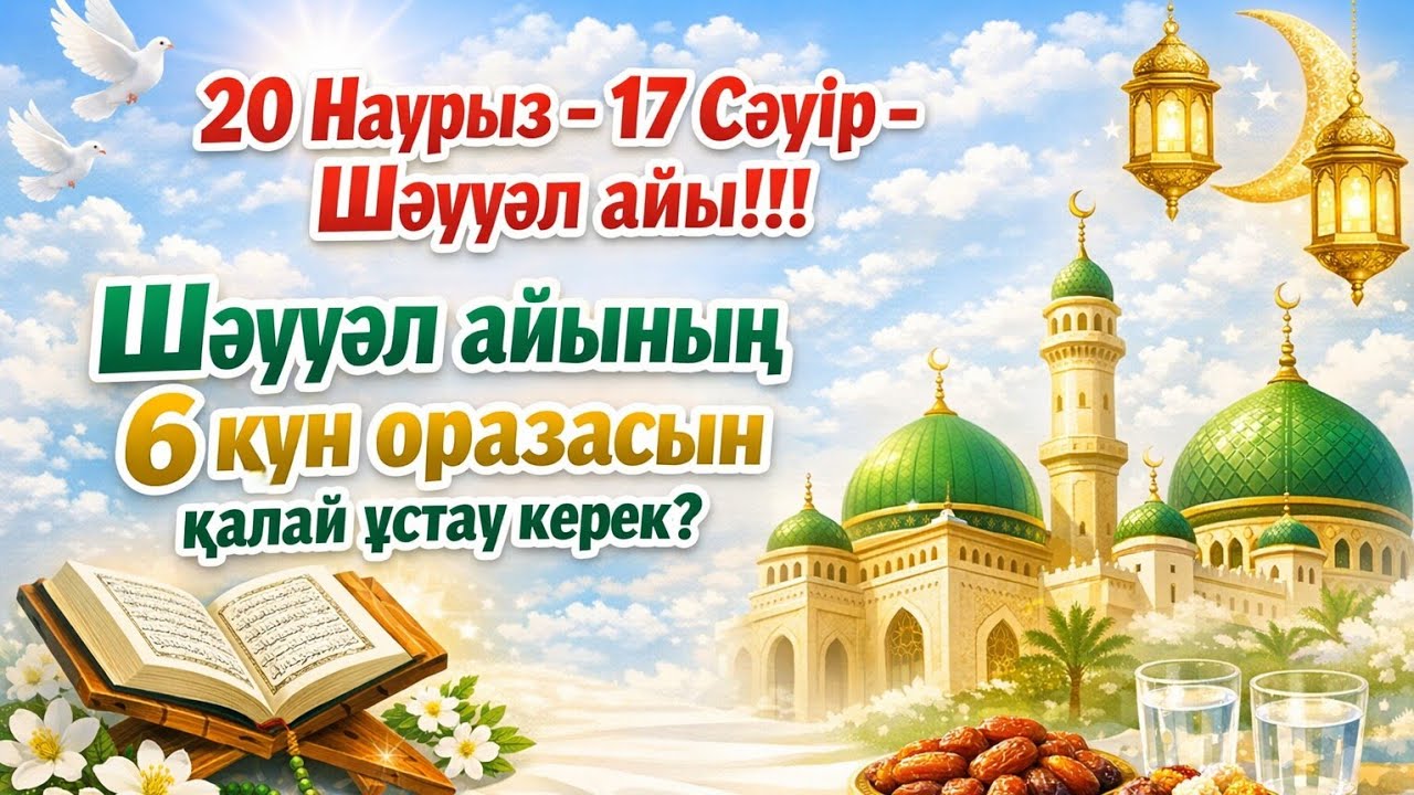 20 Наурыз - 18 Сәуір - Шәууәл айы!!!Шәууәл айының 6 күн оразасын қалай ұстау керек?#шәууәл#ораза 