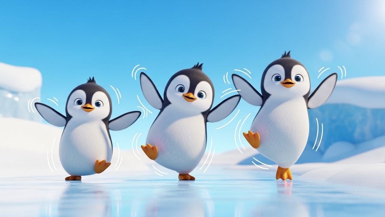 Пять маленьких пингвинов скользят вместе 🐧❄️滑 | Мультфильм для детей и весёлые приключения