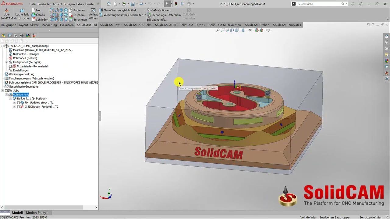 SolidCAM 2023 Neue Aufspannung mit STL Spannmittel