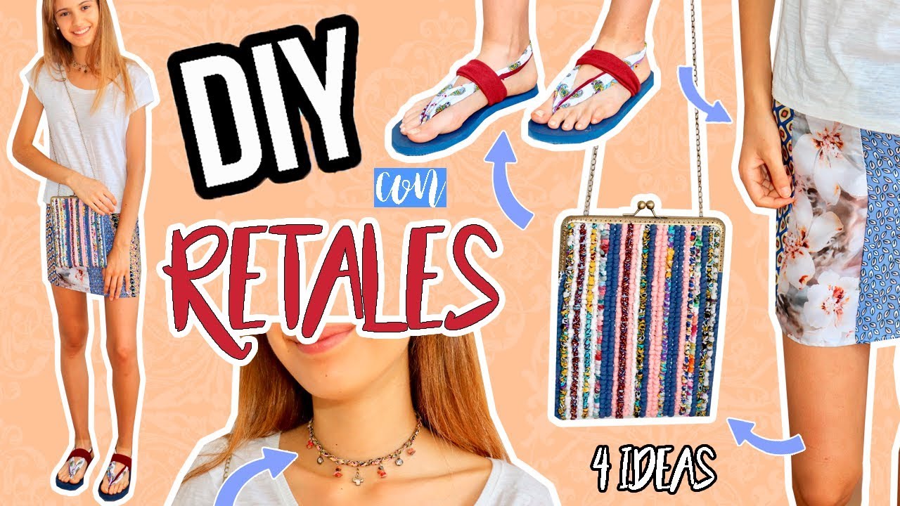 DIYs con retales de tela súper fáciles, originales y bonitos - DIY bolso, collar, sandalias y falda