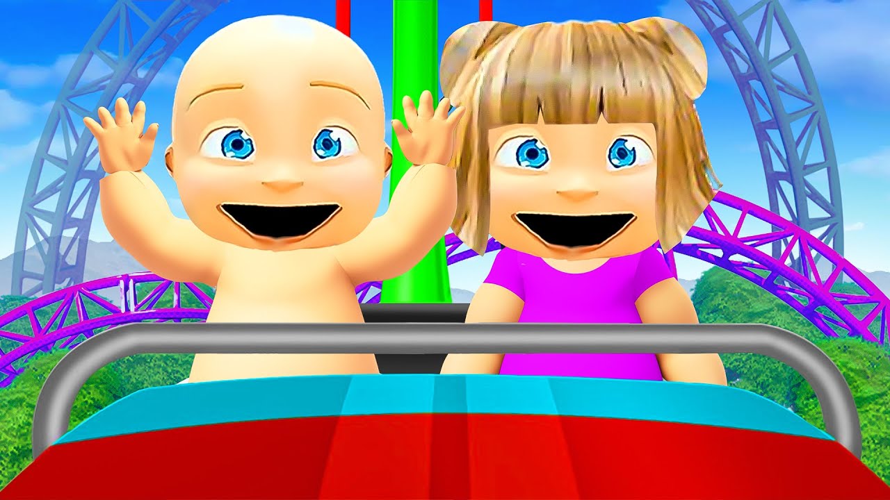 Baby & Girlfriend Ride ROLLER COASTERS!