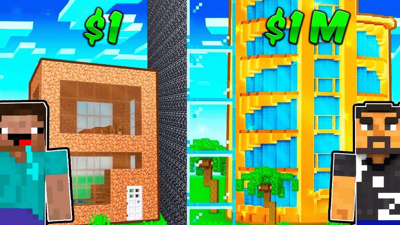 $1 vs $1,000,000 hoteles en MINECRAFT