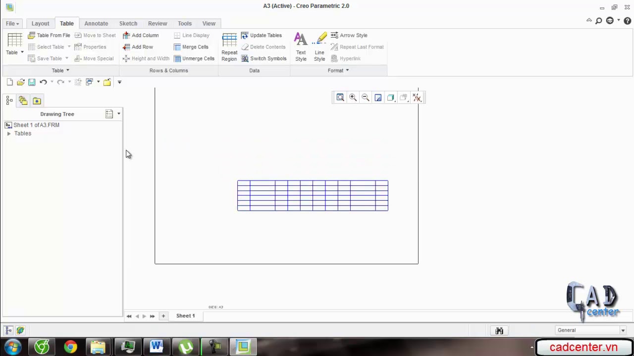 Drawing Bài 1-1 Tạo bản vẽ mẫu - PTC Creo Parametric