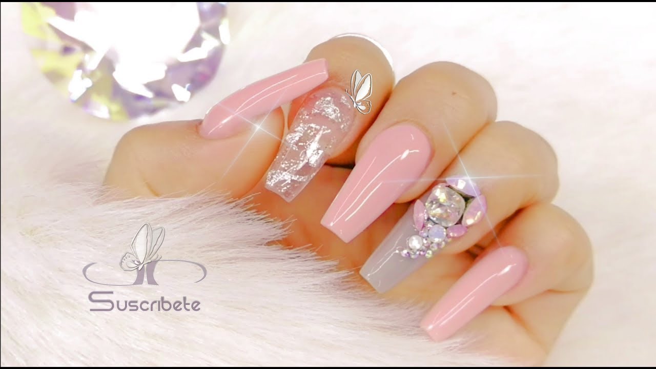 💅 Uñas  Palo de Rosa y  Hoja de Plata /  Sofisticadas 😍