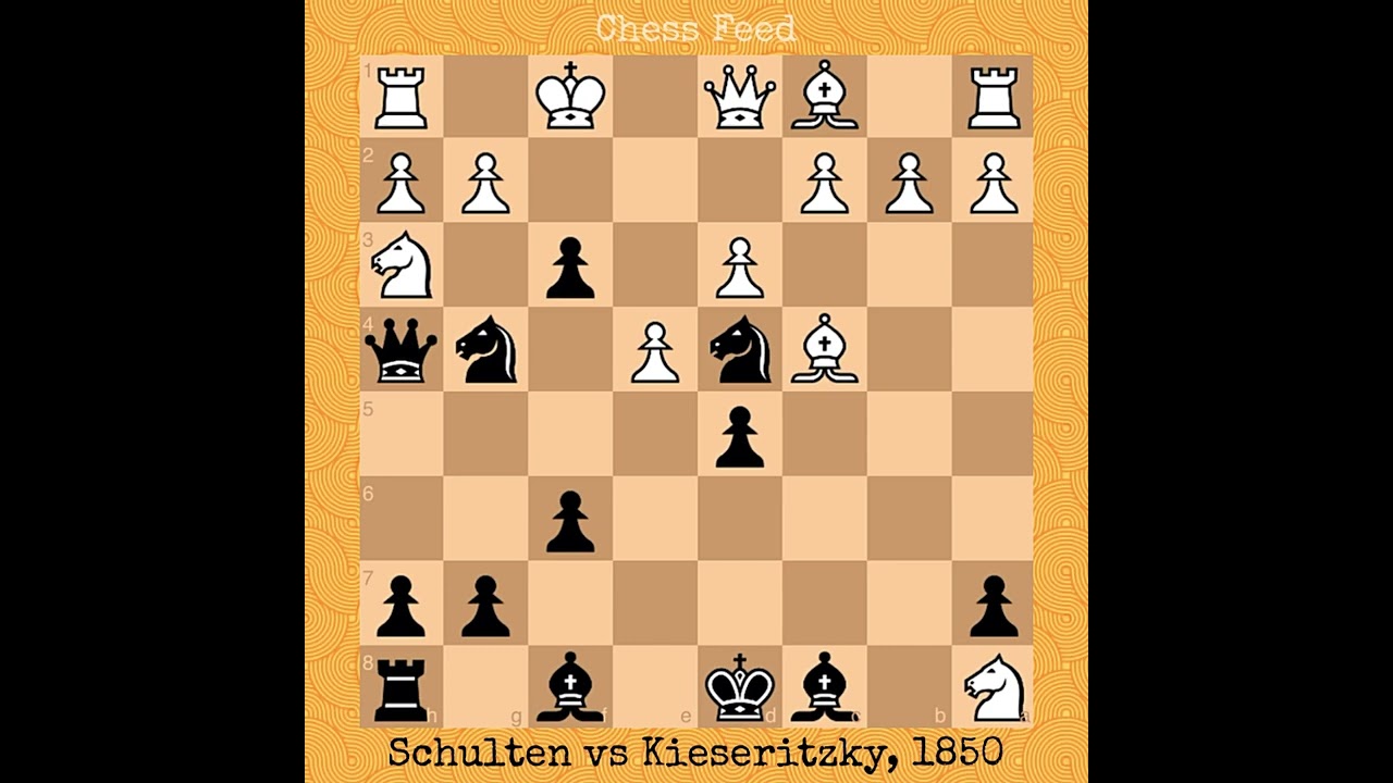 Beautiful Queen Sacrifice Checkmate | John William Schulten vs Lionel Kieseritzky, 1850 #chess