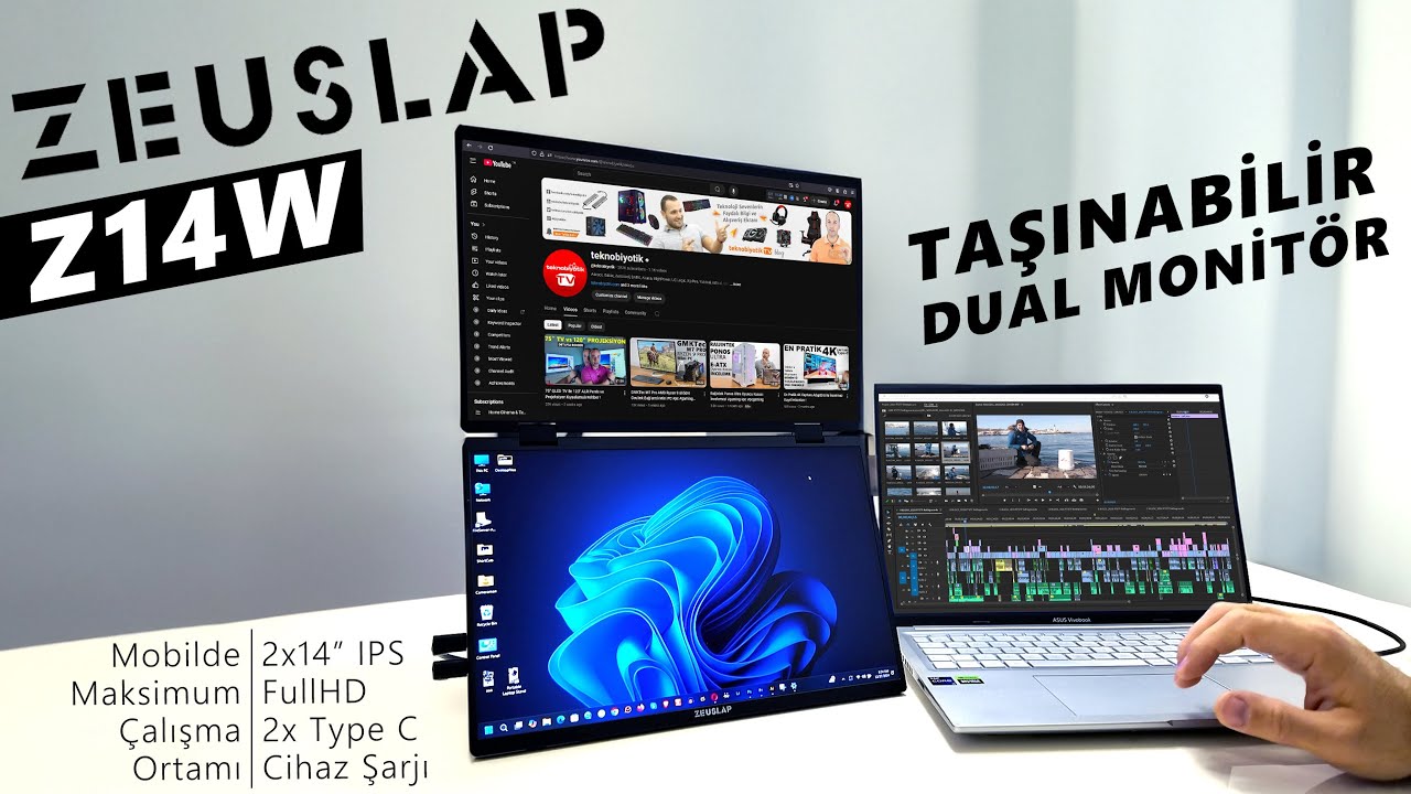 Zeuslap Z14W Dual 14 IPS Taşınabilir Dokunmatik Monitör