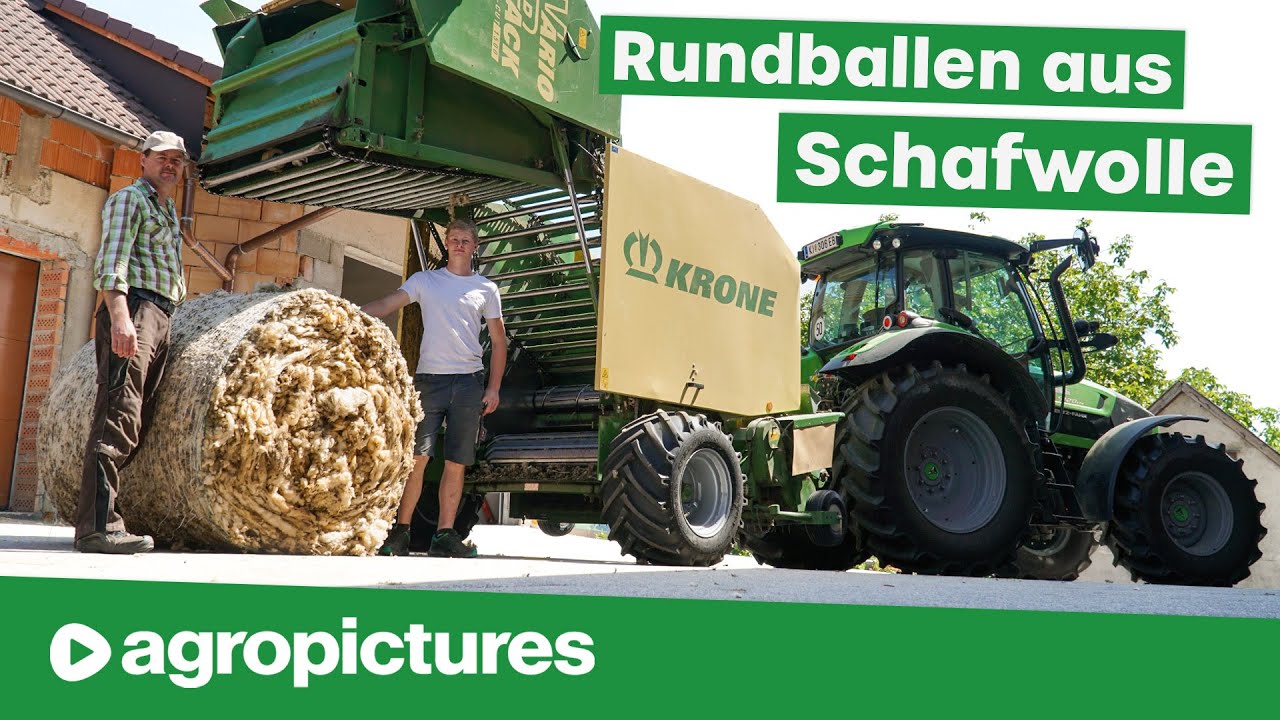 Schafwolle zu Rundballen pressen mit Krone VarioPack 1500
