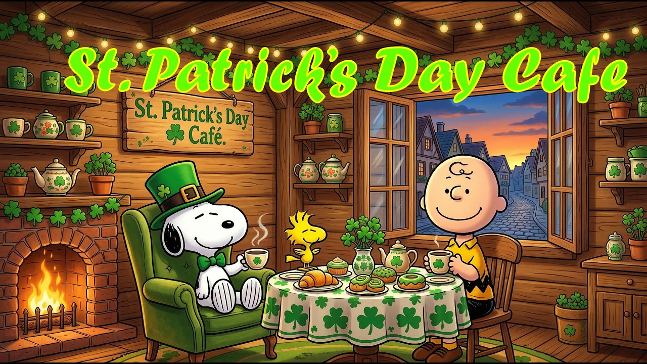 St. Patrick’s Day Café with Snoopy 🍀 RELAXING JAZZ FOR HAPPY & LUCKY VIBES