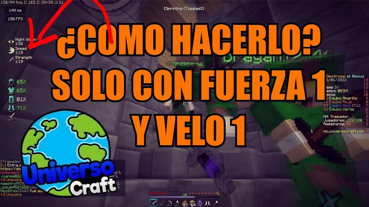 📽️¿COMO HACER 200+ KILLS🤯🔥 con FUERZA 1😱? | ✔️Destruye el Nexus | Universocraft🌎