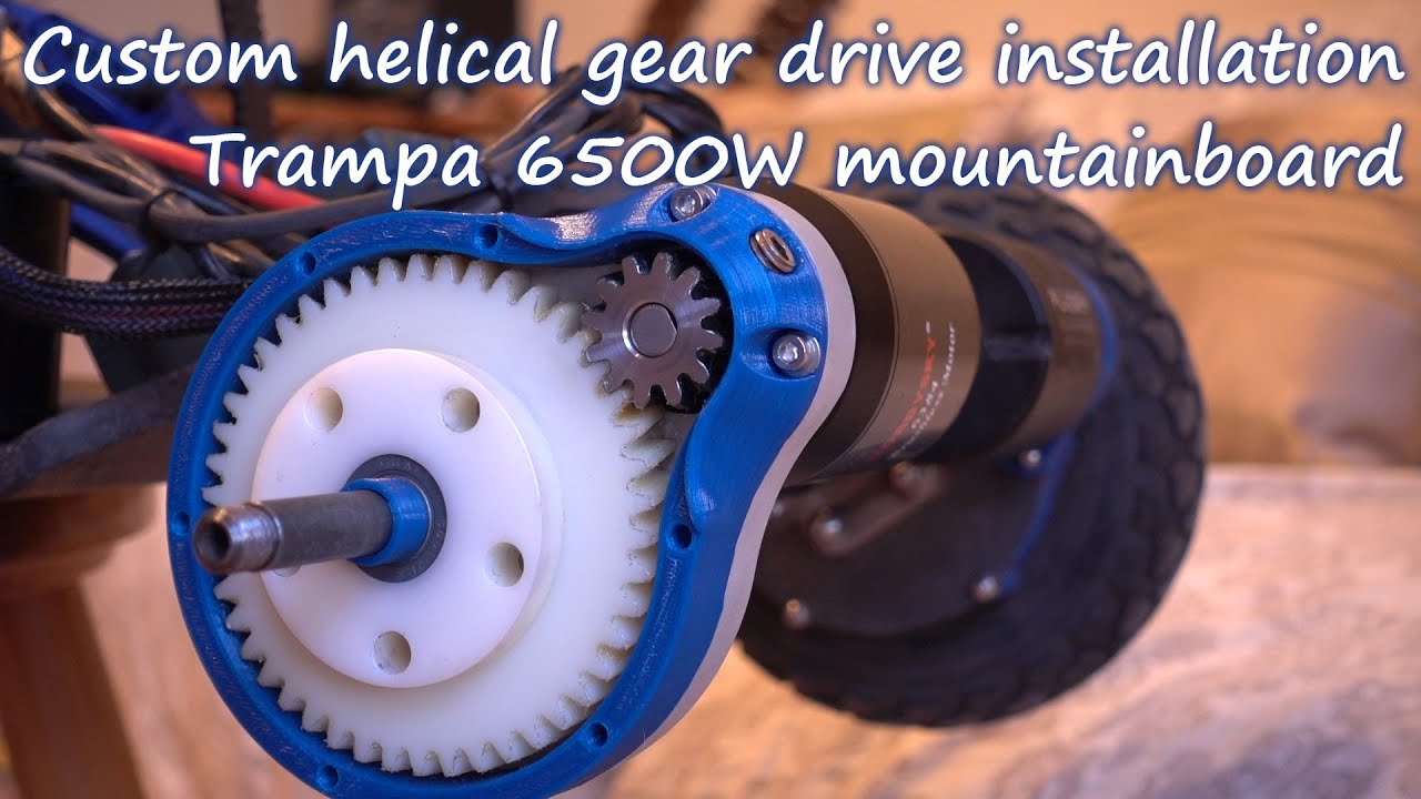 Custom helical gear drive installation. Trampa 6500W mountainboard