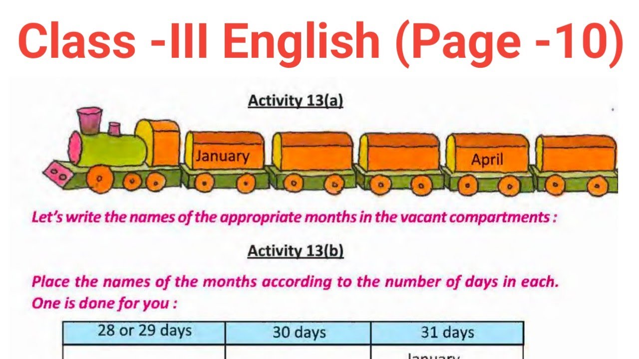 class 3 english activity 13(a) page 10 // class 3 english page no 10 // Class III English Page 10