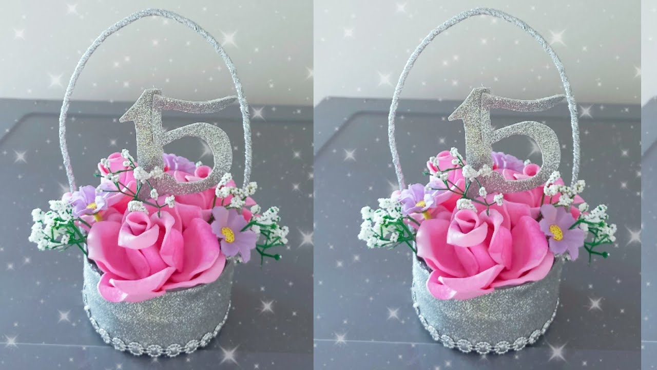 diy económico centro de mesa para quinceañera/ economical centerpiece for quinceanera #diy