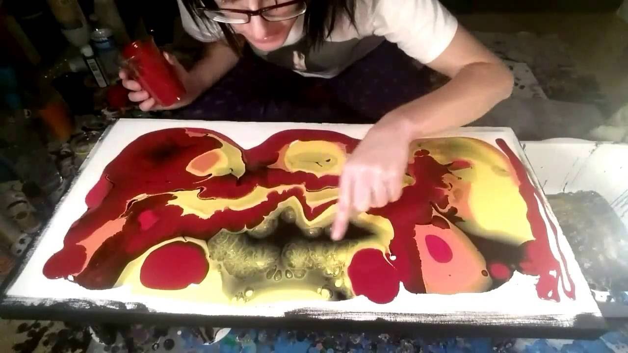 Fluid Painting Technique - Black/Red/Orange/Yellow
