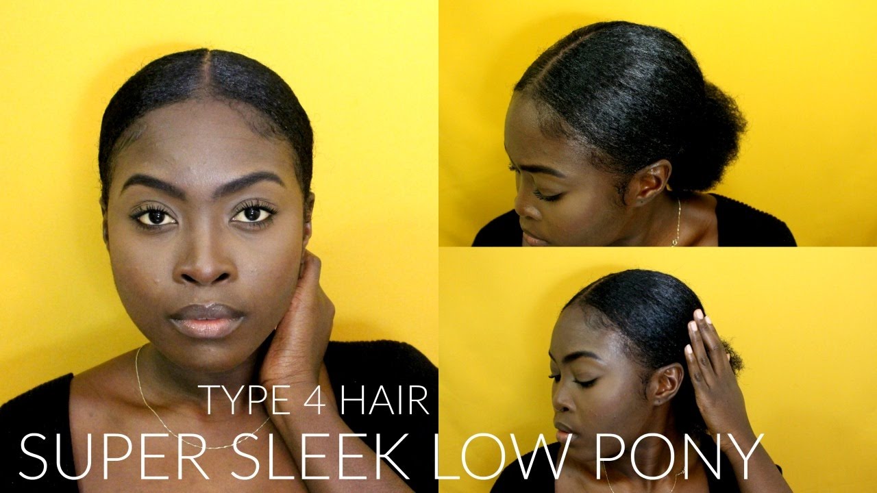 SUPER SLEEK LOW PONYTAIL ON SHORT-MEDIUM TYPE 4 NATURAL HAIR