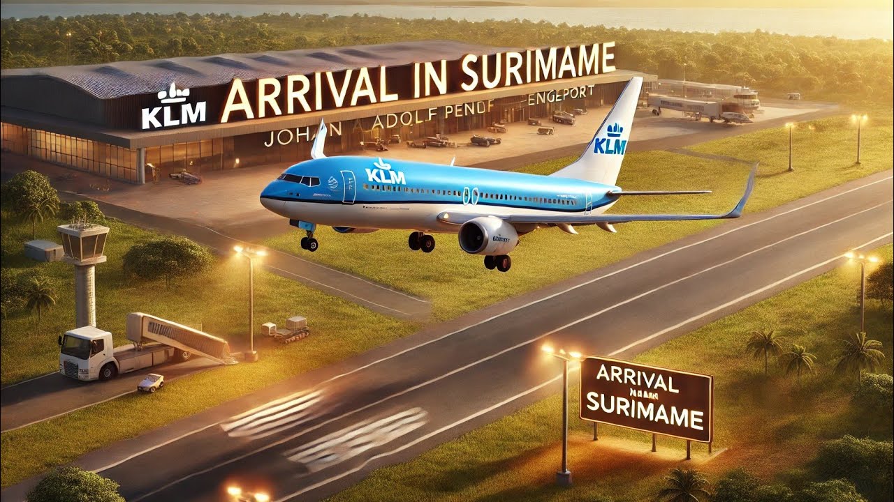 #suriname#travel  KLM arrives at JAP Airport januari 2025