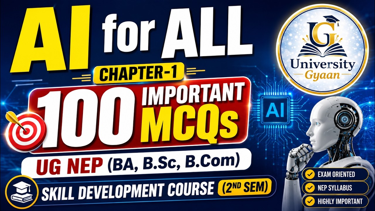 AI for ALL | Unit-1(Chapter-1) 100 Important MCQs with Answers | UG NEP BA B.Sc B.Com | 2nd Sem