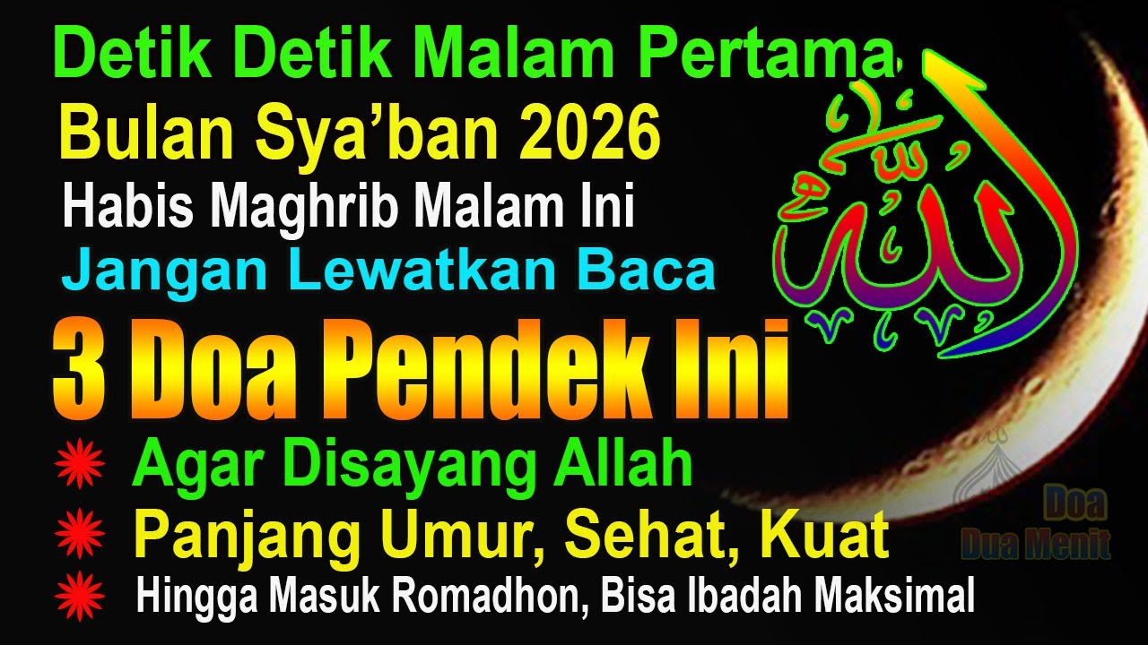DETIK DETIK MALAM PERTAMA BULAN SYA'BAN 2026, BACA 1 KALI DOA INI AGAR PANJANG UMUR HINGGA ROMADHON