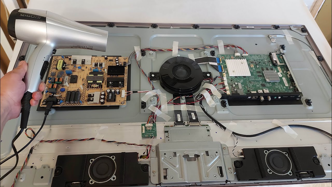 Brak obrazu w TV Philips 8300 49PUS8303/12 TPM18.1E LE - diagnoza suszarką do włos&oacute;w i naprawia TV