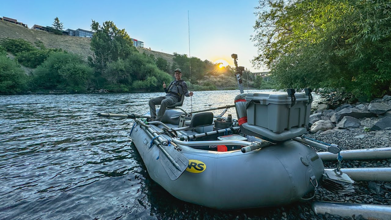 Urban Raft Fishing my Hometown River (Spokane River Fly Fishing)