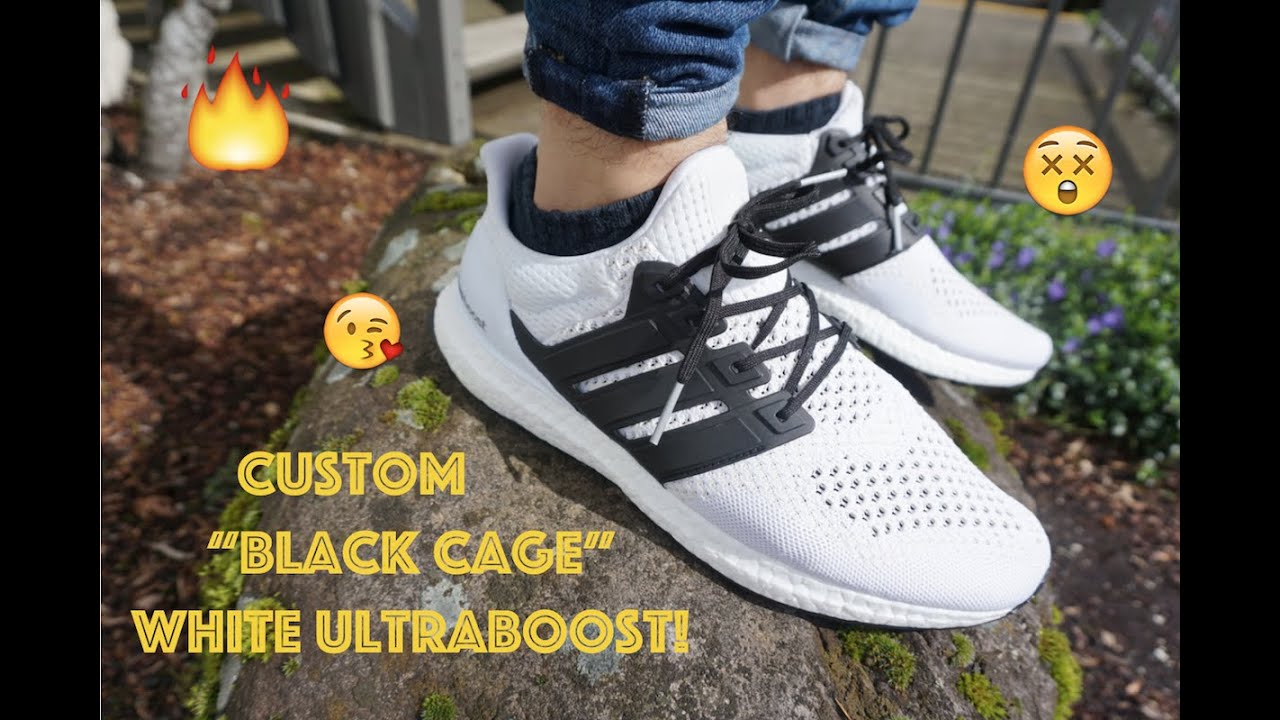 Custom White Ultraboost!!! black caged boost tutorial + On Feet