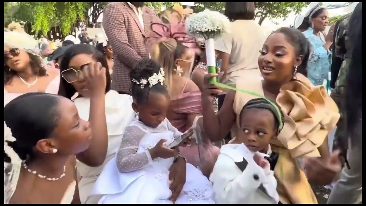 PRISCILLA’S FATHER, LIAM MOHBAD, IMADE ADELEKE WALKS THE BRIDE IN AT #JP2025 WHITE WEDDING