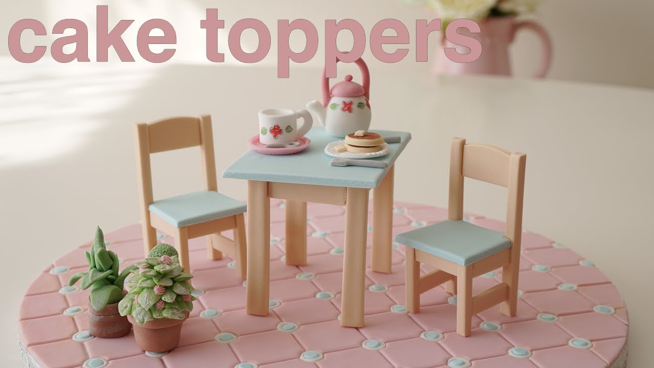Fondant Table and Chair Cake Toppers | Miniature Furniture | Dollhouse Furniture