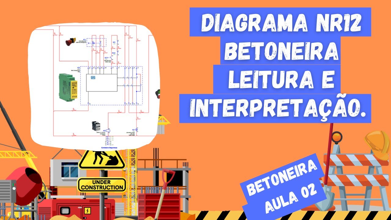 COMANDO PARA BETONEIRA esquema elétrico NR12 leitura e interpretação.