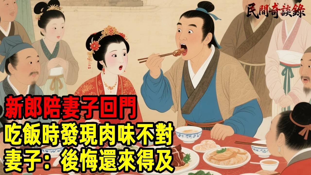 新郎陪妻子回門，吃飯時發現肉味不對，妻子：後悔還來得及...【民間奇談錄】#民間故事 #台灣傳說 #懸疑故事 #銀髮頻道 #懷舊故事 #助眠故事