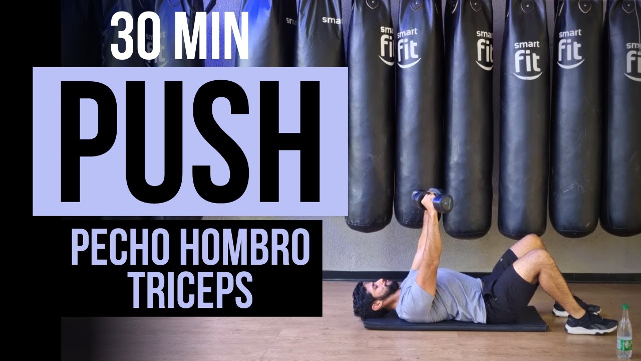 Rutina completa de PUSH con mancuernas  🔥 PECHO HOMBRO y TRICEPS en casa