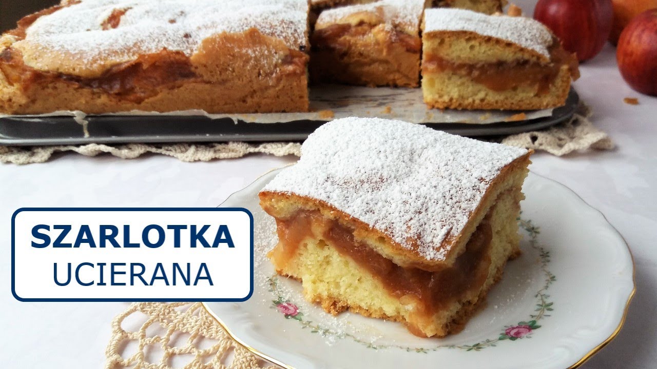 Szarlotka ucierana | Jabłecznik ucierany z musem jabłkowym ze słoika, na dużą blachę - jak u babci