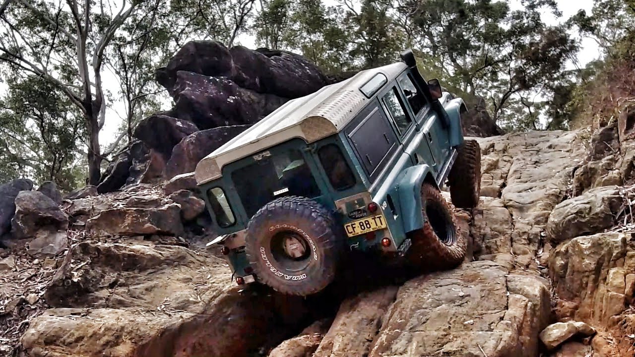 4x4 Land Rover Defender 110 Crawling Through Menai Including 80 Series Hill