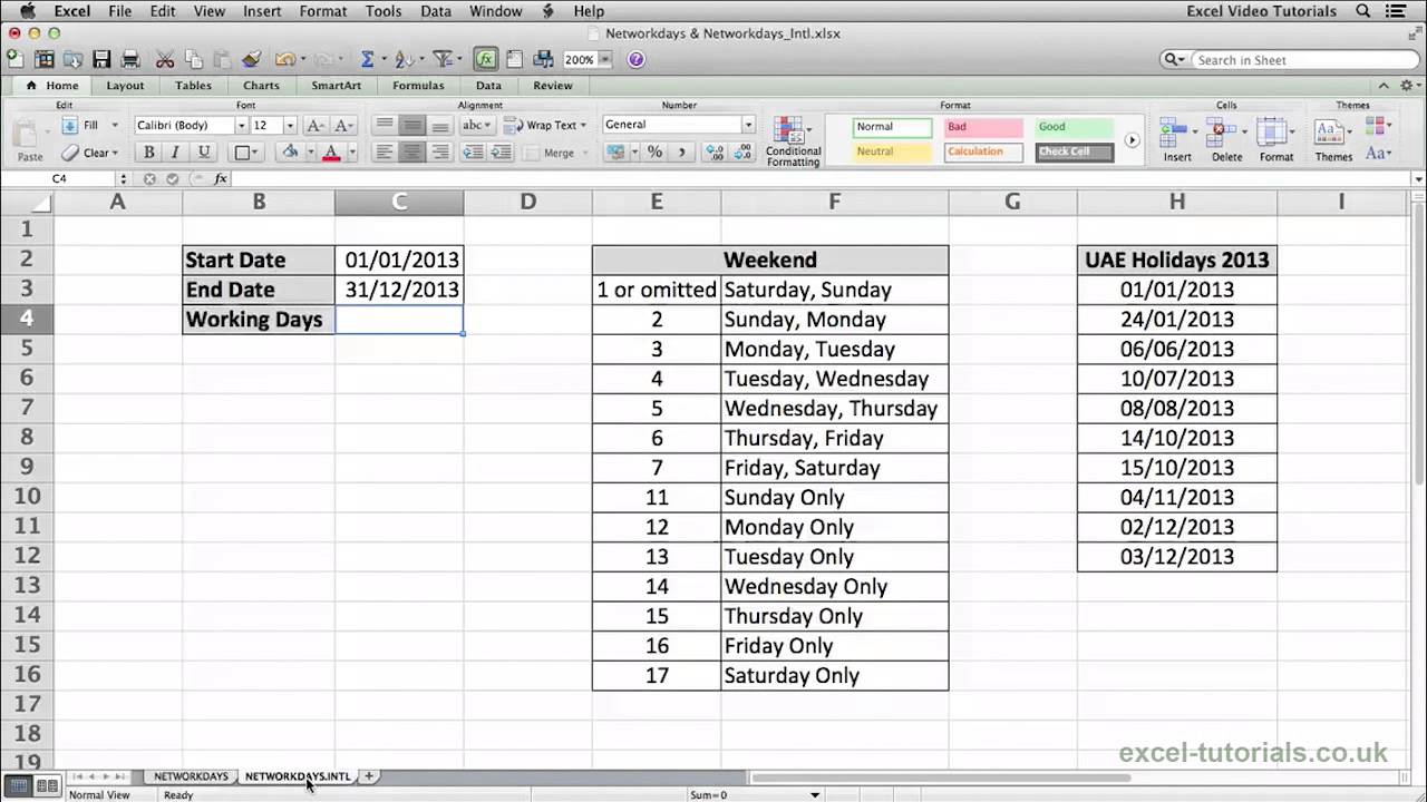 Microsoft Excel Tutorial: NETWORKDAYS and NETWORKDAYS.INTL Functions