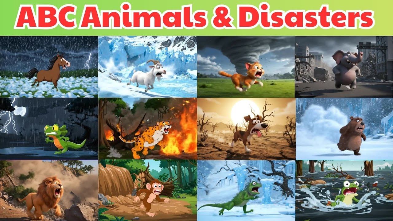 ABC Animals & Disasters Song 🌍🐻🐯 | Learn Alphabet with Animals, Natural Disasters & Environment 🌳♻️
